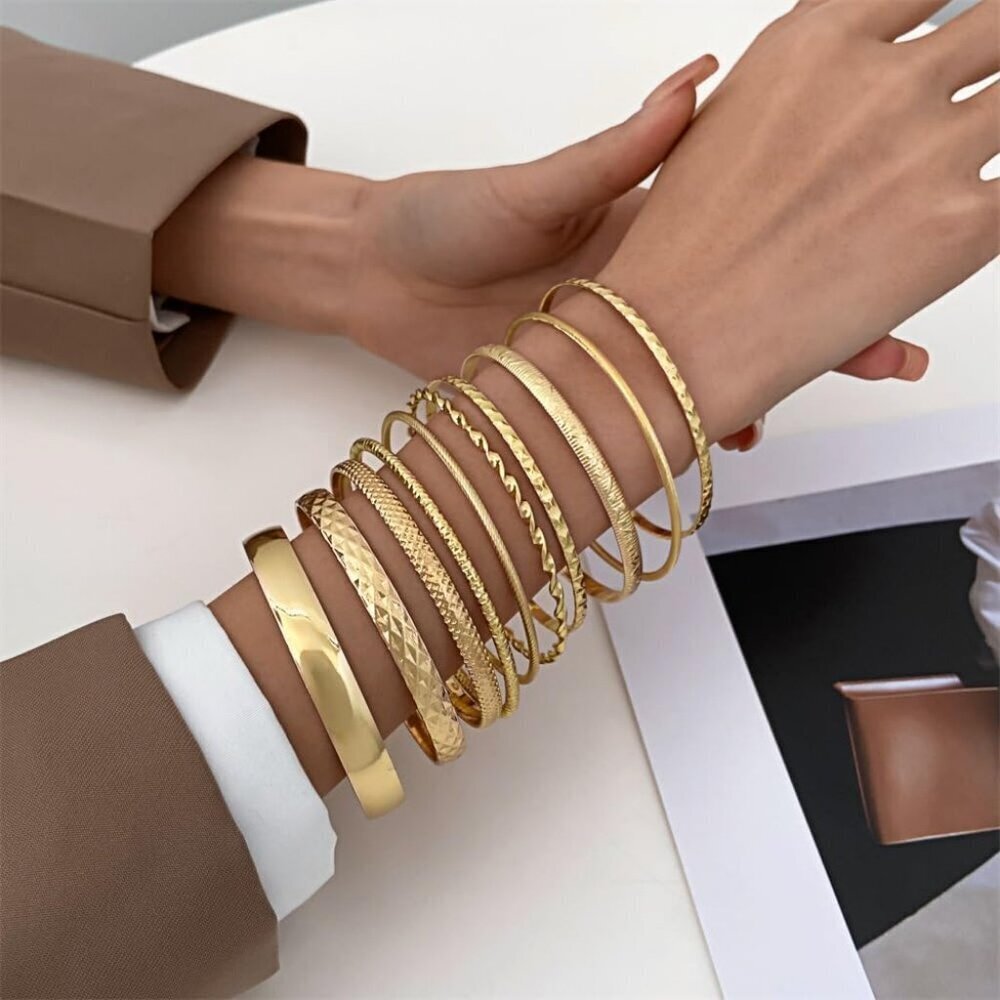 Women's Gold Bracelets Bangles Stackable Bracelet Boho Indian Bangles - Picture 4 of 7